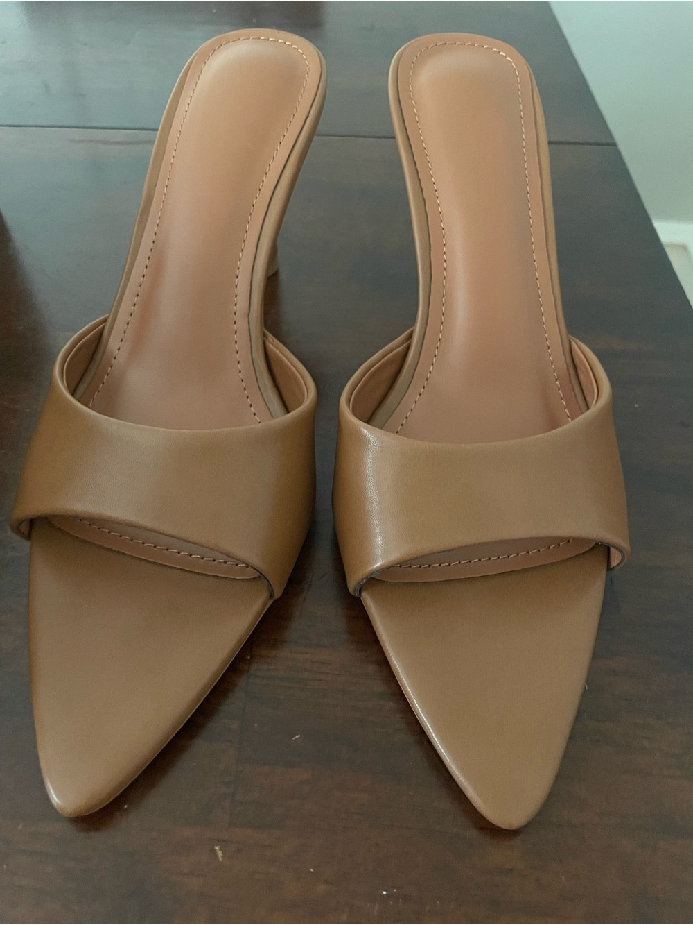 Brand new, never worn Women’s Tan Slide Pointed-Toe Heels
